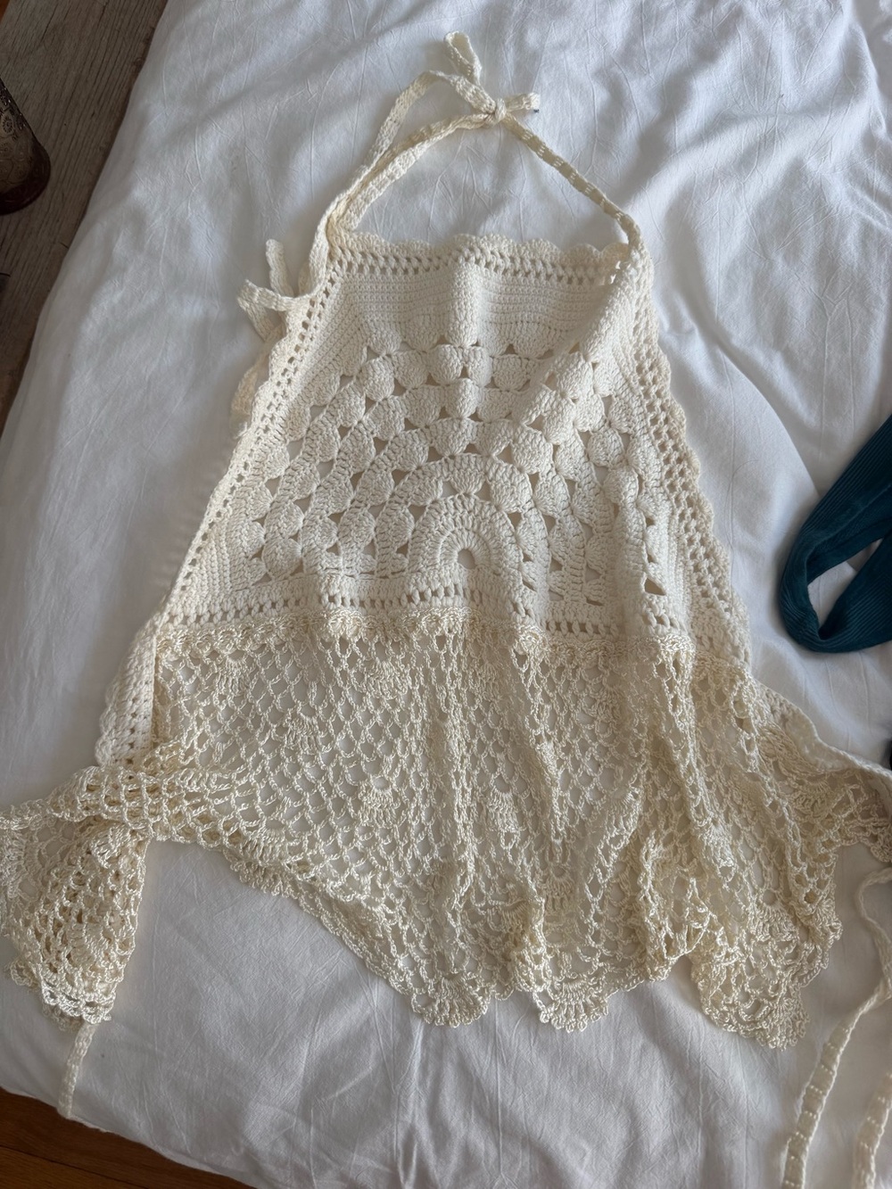 Urban Outfitters Cream Crochet Tank with Scalloped Trim
